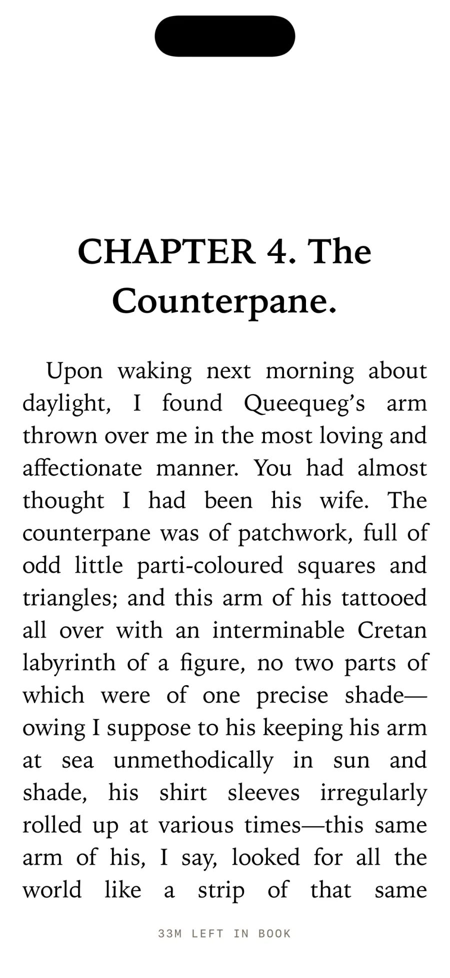 A book open in the Kios reader, with reading-time left in the book